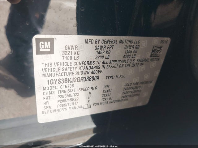 2016 CADILLAC ESCALADE 1GYS3BKJ2GR388009 Photo 8