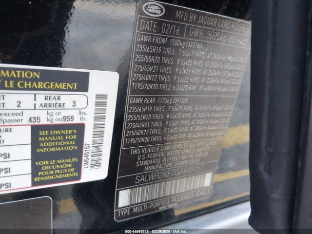 2016 LAND ROVER RANGE ROVER SPORT SALWR2KF7GA649157 Photo 8