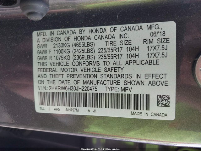 2HKRW6H30JH220475 Honda CR-V LX