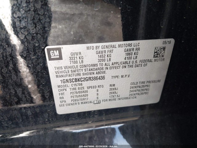 Chevrolet Tahoe Lt 2016 1GNSCBKC2GR386436 Image 9