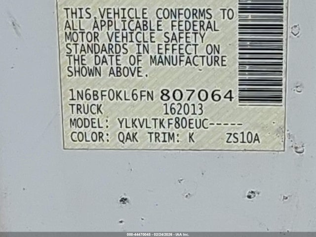 1N6BF0KL6FN807064 Nissan Nv Cargo Nv1500 Sv V6