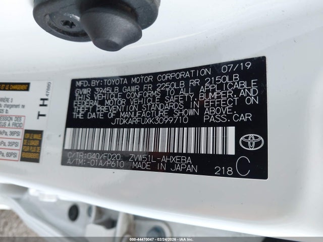 JTDKARFUXK3099710 Toyota Prius Le