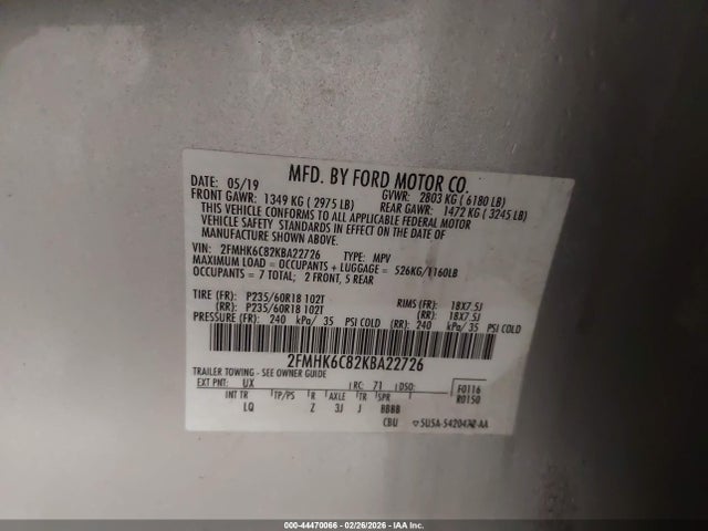 Ford FLEX SEL 2019 2FMHK6C82KBA22726 Image 9