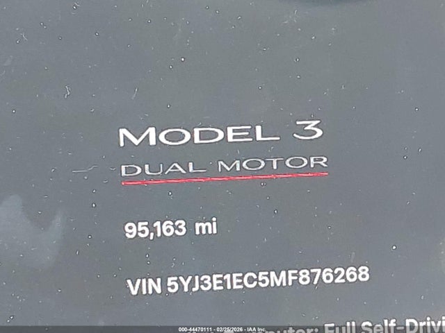 Aukcja sprzedaży 2021 Tesla Model 3 Performance Dual Motor All-wheel Drive, vin: 5YJ3E1EC5MF876268, numer aukcji: 44470111
