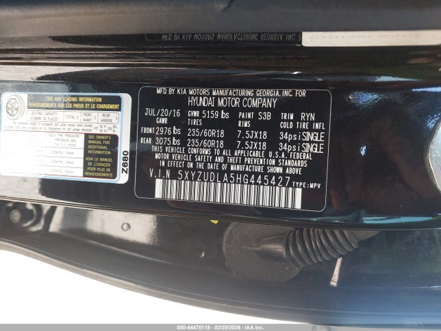 Продаж на аукціоні авто 2017 Hyundai Santa Fe Sport 2.0t, vin: 5XYZUDLA5HG445427, номер лоту: 44470118