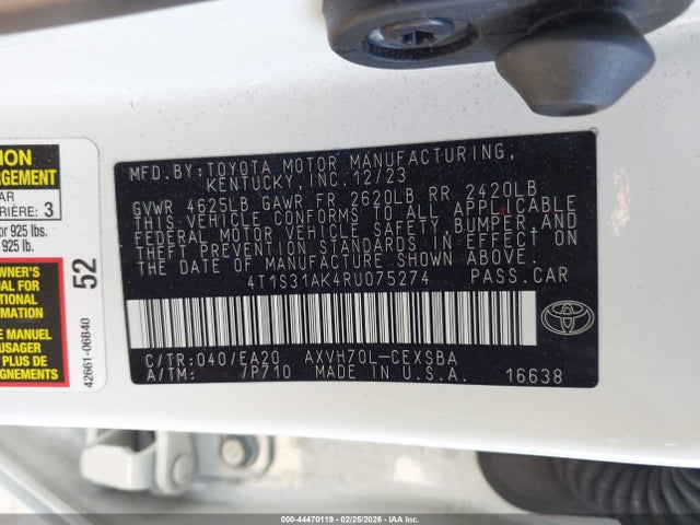 4T1S31AK4RU075274 Toyota Camry Hybrid Se