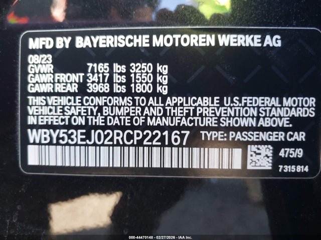 WBY53EJ02RCP22167 BMW I7 Xdrive60