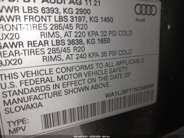 2022 AUDI Q7 WA1LJBF71ND006586 Photo 8