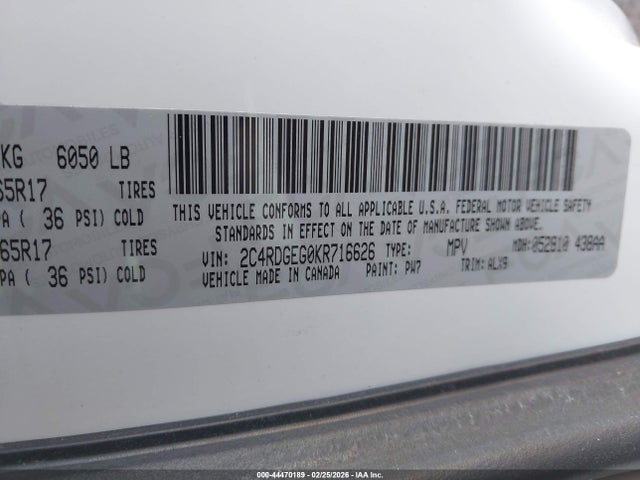 2019 DODGE GRAND CARAVAN 2C4RDGEG0KR716626 Photo 8