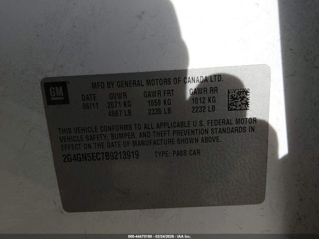 Aukcja sprzedaży 2011 Buick Regal Cxl Oshawa, vin: 2G4GN5EC7B9213919, numer aukcji: 44470190