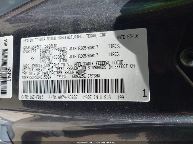 5TFRZ5CN5GX015824 Toyota Tacoma Trd Sport