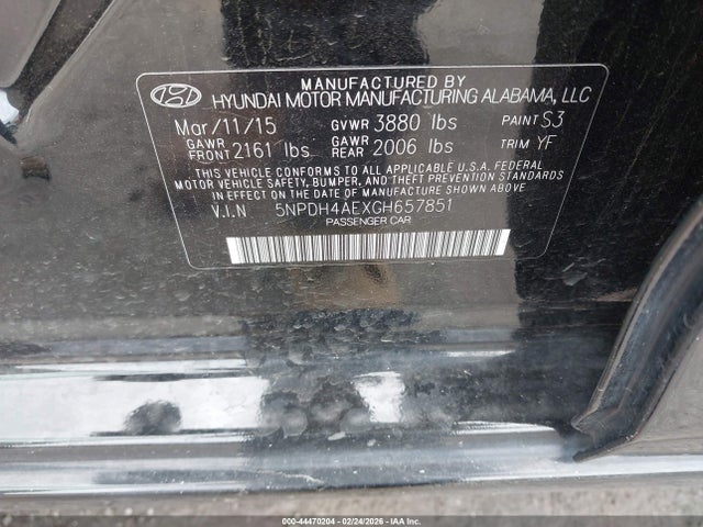 Hyundai Elantra Limited 2016 5NPDH4AEXGH657851 Image 9