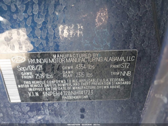 5NPEH4J28NH141723 Hyundai Sonata Limited