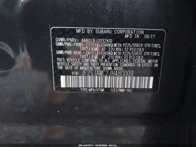 JF2SJAWC2JH480009 Subaru Forester 2.5i Touring