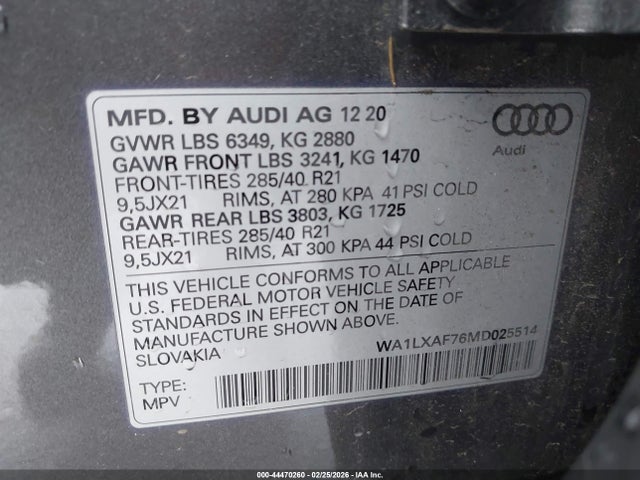 WA1LXAF76MD025514 Audi Q7 Premium Plus 55 Tfsi Quattro Tiptronic
