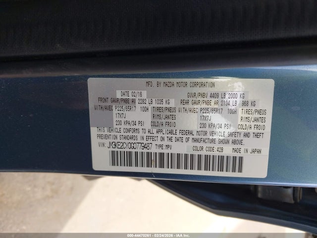 44470261 :رقم المزاد ، JM3KE2CY0G0779487 vin ، 2016 Mazda Cx-5 Touring مزاد بيع