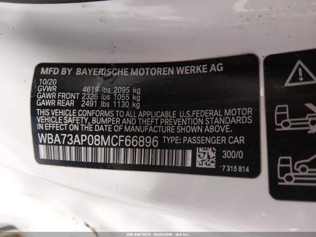 Продаж на аукціоні авто 2021 Bmw 430i Xdrive, vin: WBA73AP08MCF66896, номер лоту: 44470275
