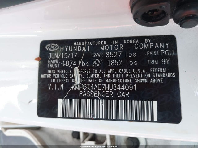 KMHCT4AE7HU344091 Hyundai Accent Value Edition