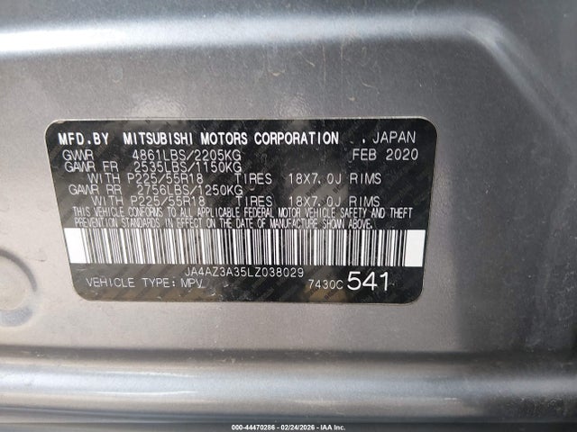 2020 MITSUBISHI OUTLANDER JA4AZ3A35LZ038029 Photo 8