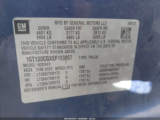 Aukcja sprzedaży 2014 Gmc Sierra 2500hd Sle, vin: 1GT120CGXEF153867, numer aukcji: 44470310