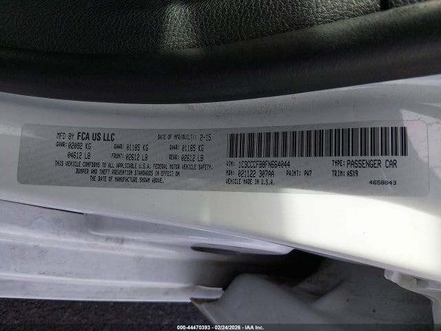 Продаж на аукціоні авто 2015 Chrysler 200 Lx, vin: 1C3CCCFB8FN664044, номер лоту: 44470393