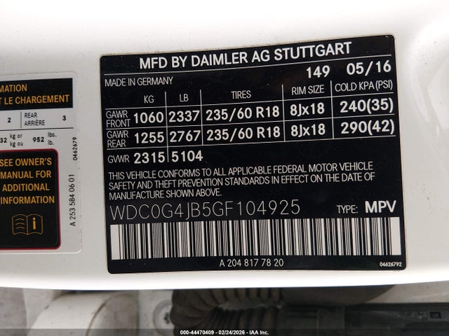 WDC0G4JB5GF104925 Mercedes-Benz GLC 300