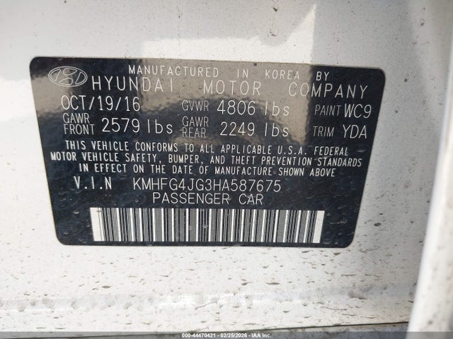 KMHFG4JG3HA587675 Hyundai Azera