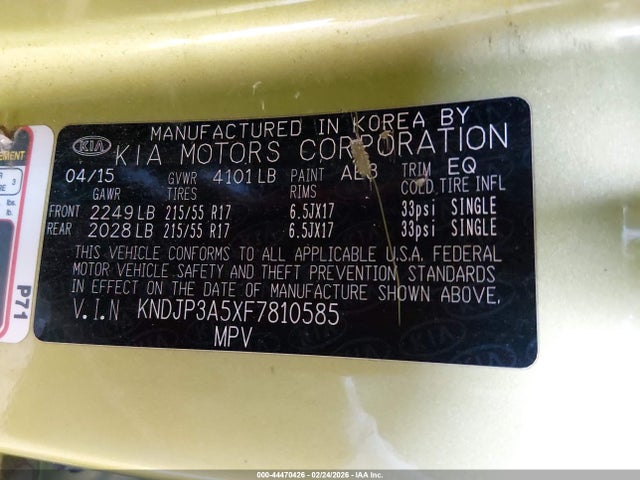 KNDJP3A5XF7810585 KIA SOUL +
