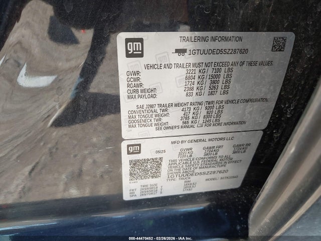1GTUUDED5SZ287620 GMC Sierra 1500 4wd Short Box Slt