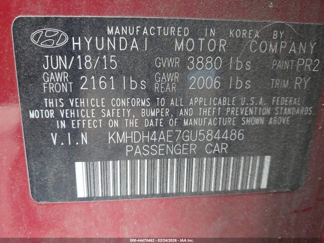 Hyundai Elantra Value Edition 2016 KMHDH4AE7GU584486 Image 9