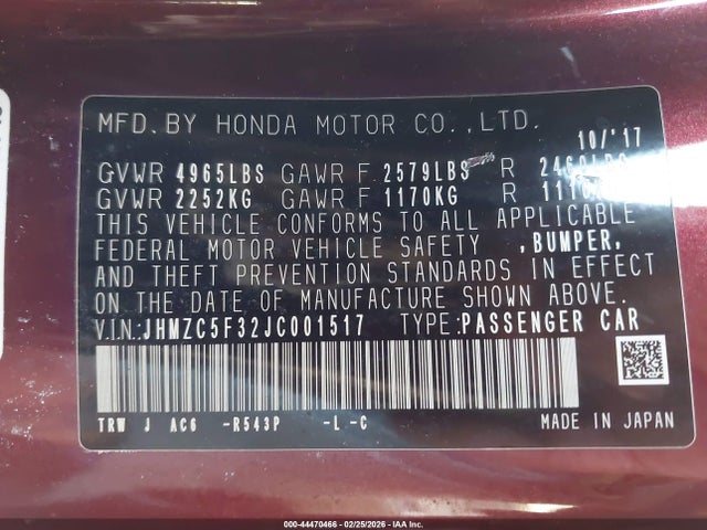 2018 HONDA CLARITY PLUG-IN HYBRID JHMZC5F32JC001517 Photo 8
