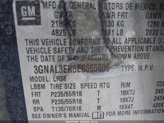 3GNAL3EK5ES665006 Chevrolet Captiva Sport Lt