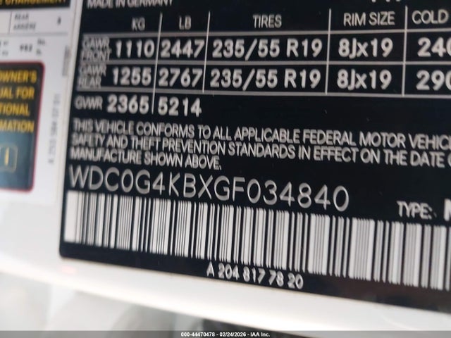 WDC0G4KBXGF034840 Mercedes-Benz Glc 300 4matic