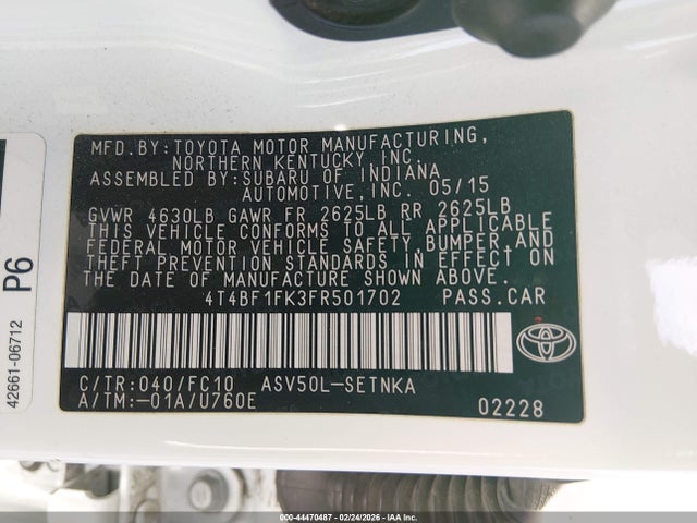 Toyota CAMRY LE 2015 4T4BF1FK3FR501702 Image 9