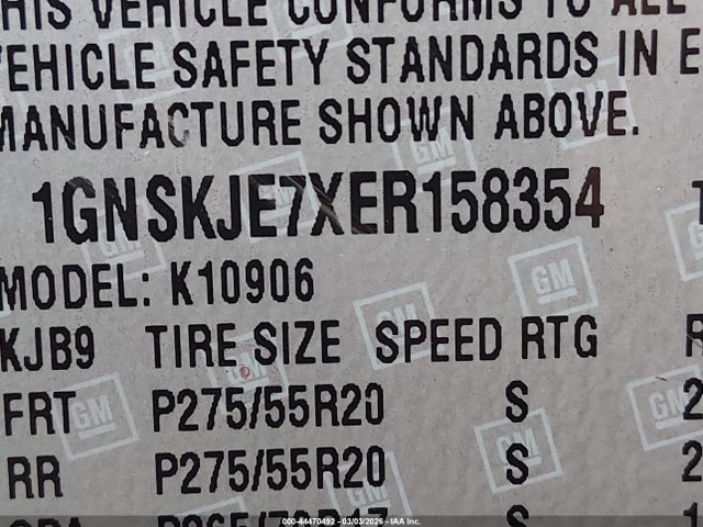 1GNSKJE7XER158354 Chevrolet Suburban 1500 Lt