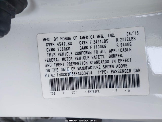 Honda Accord Ex-l V-6 2015 1HGCR3F86FA033414 Image 9