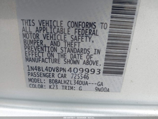 Продажа на аукционе авто 2023 Nissan Altima Sv Fwd, vin: 1N4BL4DV8PN409993, номер лота: 44470511