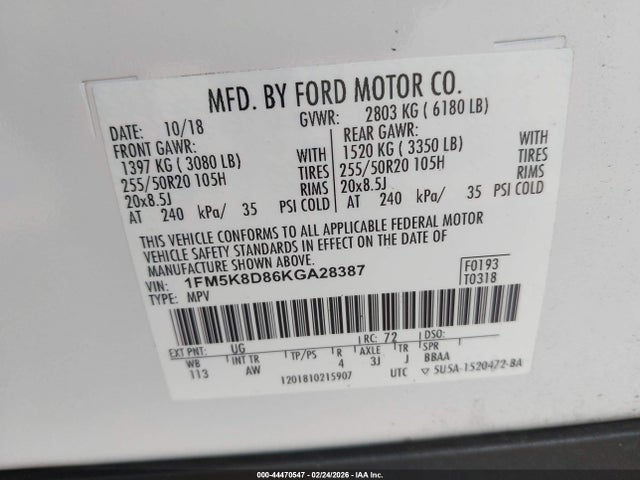 Aukcja sprzedaży 2019 Ford Explorer Xlt, vin: 1FM5K8D86KGA28387, numer aukcji: 44470547