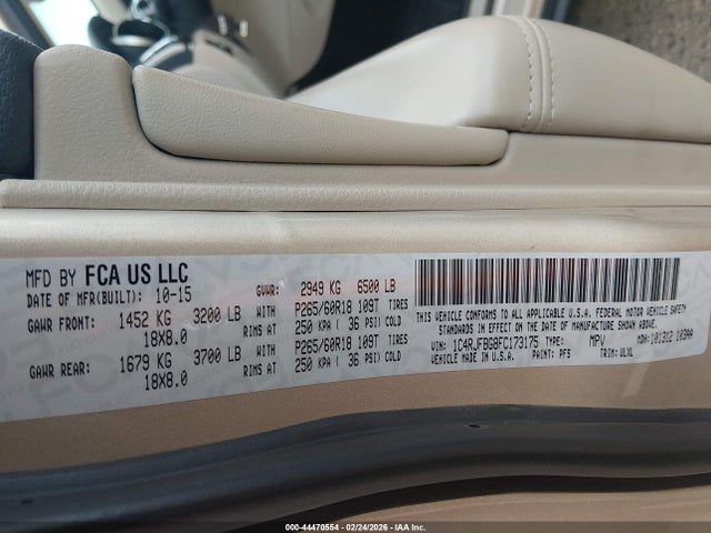 2015 JEEP GRAND CHEROKEE 1C4RJFBG8FC173175 Photo 8