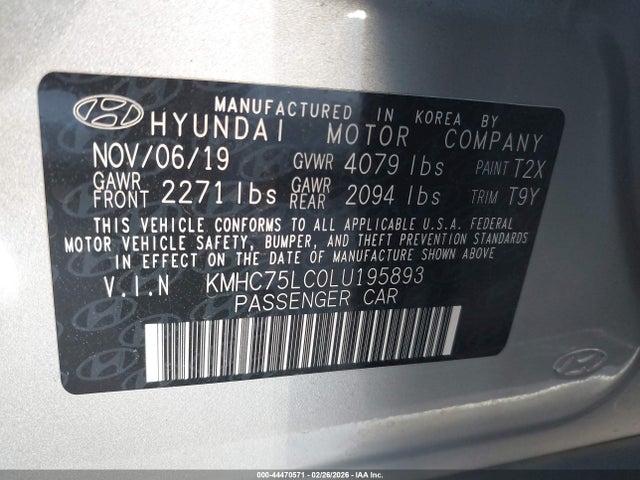 KMHC75LC0LU195893 Hyundai Ioniq Hybrid Se