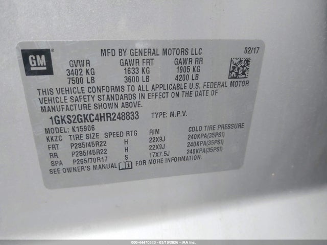 2017 GMC YUKON XL 1GKS2GKC4HR248833 Photo 8