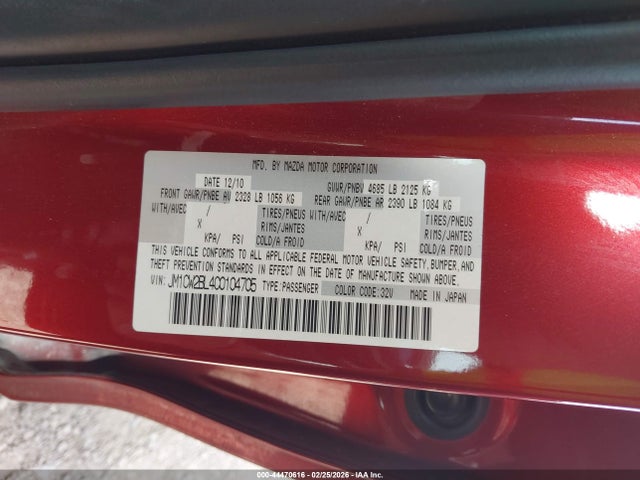 Продаж на аукціоні авто 2012 Mazda Mazda5 Sport, vin: JM1CW2BL4C0104705, номер лоту: 44470616