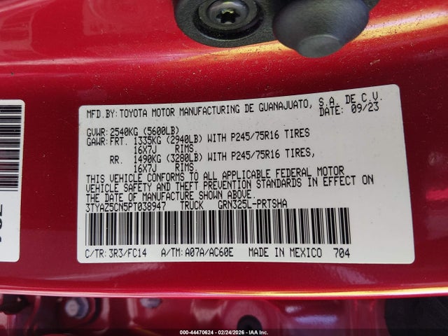 Продаж на аукціоні авто 2023 Toyota Tacoma Sr5 V6, vin: 3TYAZ5CN5PT038947, номер лоту: 44470624