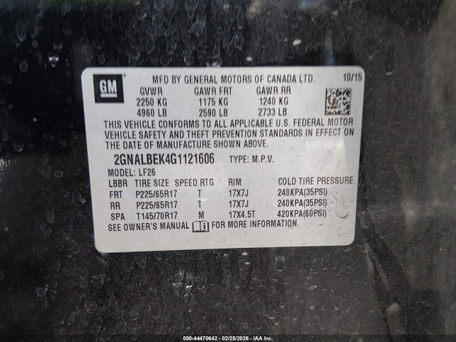 2GNALBEK4G1121606 Chevrolet EQUINOX LS