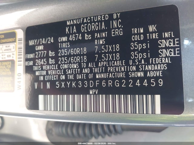 5XYK33DF6RG224459 KIA Sportage Ex