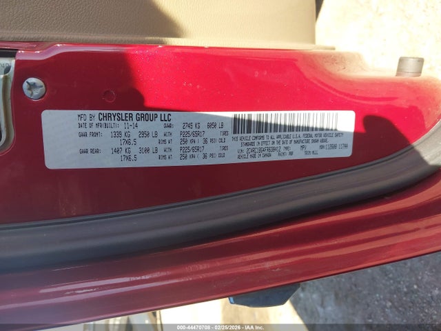 44470708 :رقم المزاد ، 2C4RC1BG4FR638412 vin ، 2015 Chrysler Town & Country Touring مزاد بيع