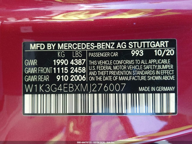 2021 MERCEDES-BENZ A 220 W1K3G4EBXMJ276007 Photo 8