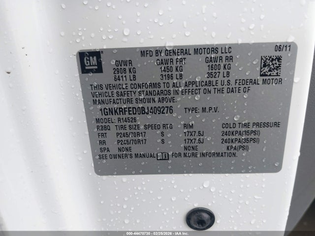 Aukcja sprzedaży 2011 Chevrolet Traverse Ls, vin: 1GNKRFED0BJ409276, numer aukcji: 44470730