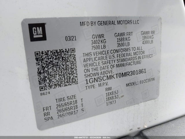 2021 CHEVROLET TAHOE 1GNSCMKT0MR301861 Photo 8