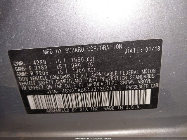 4S3GTAB64J3730247 Subaru Impreza 2.0i Premium